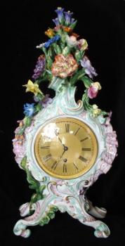 Meissen clock with floral decor