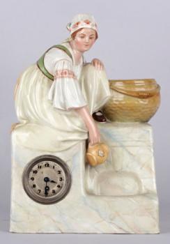 Mantel Clock - white porcelain - 1930