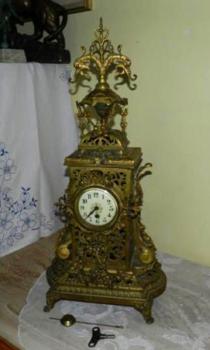Mantel Clock - bronze, painted porcelain - 1850