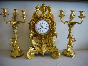 Clock with Pair of Matching Candelabra - 1790