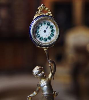 Mantel Clock - gilded brass, enamel - 1880
