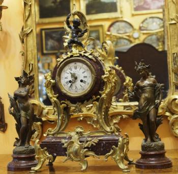 Mantel Clock - bronze, marble - Maison H. Riondet - 1880