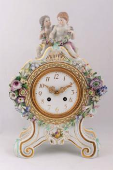 Mantel Clock - white porcelain - 1920