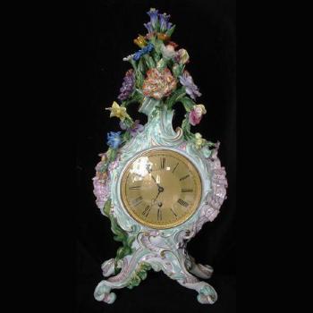 Meissen clock with floral decor
